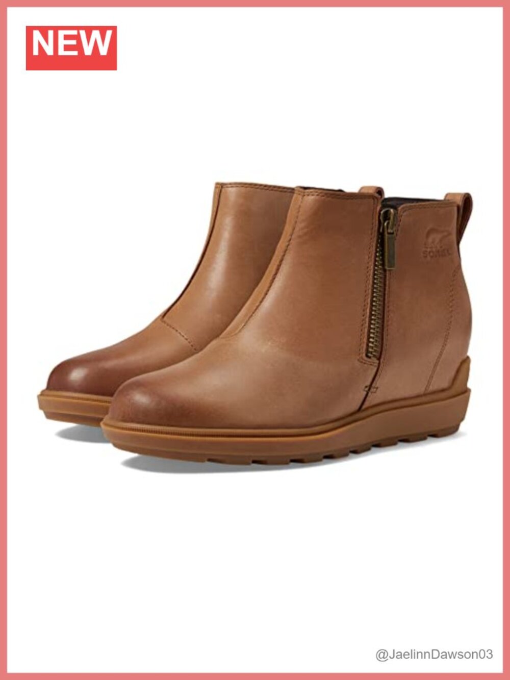 SOREL Evie II Zip Ankle-High Snow Boot Leather Rubber Wedge Heel Winter Shoe